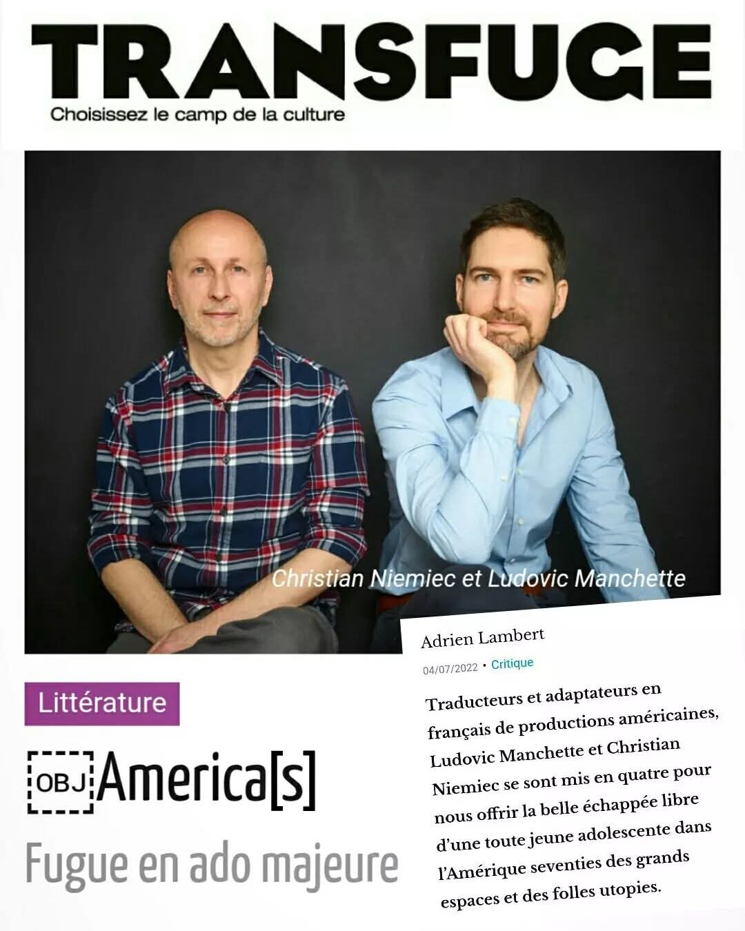 Article de presse America[s]