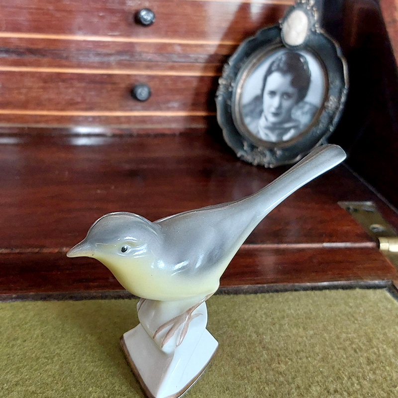 "Cet oiseau appartenait aux parents de Christian quand il était petit. Celui de Bud, qu'Adela ne peut pas toucher sans qu'il le remette bien à sa place, lui ressemble furieusement. Dans le cadre derrière, Mae Questel, qui prêtait sa voix à Betty Boop. On imagine que Gloria, qui raconte à Adela qu'on lui a proposé de jouer dans un film autrefois, a dû lui ressembler."