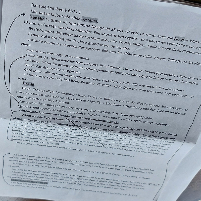 Nous pouvons nous apercevoir, en relisant le plan sur le papier, que certains passages ne sont pas encore tout à fait dans le bon ordre. Au moment de l'écriture, cela peut encore changer. Il ne s'agit pas d'être prisonniers de notre plan, simplement de savoir où nous allons pour y mener le lecteur aussi naturellement que possible. Le plan est comparable à un scénario et l'écriture au tournage. Il arrive que nos acteurs, les personnages, improvisent !